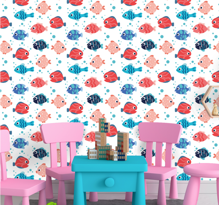 Aquatic Playfulness fish wallpaper - TenStickers