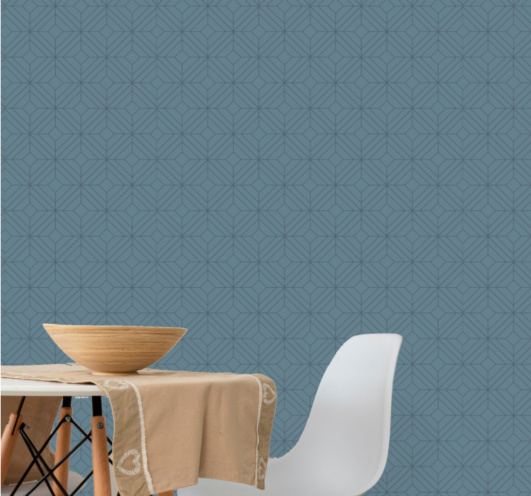 Art déco blue lines geometric wallpaper - TenStickers