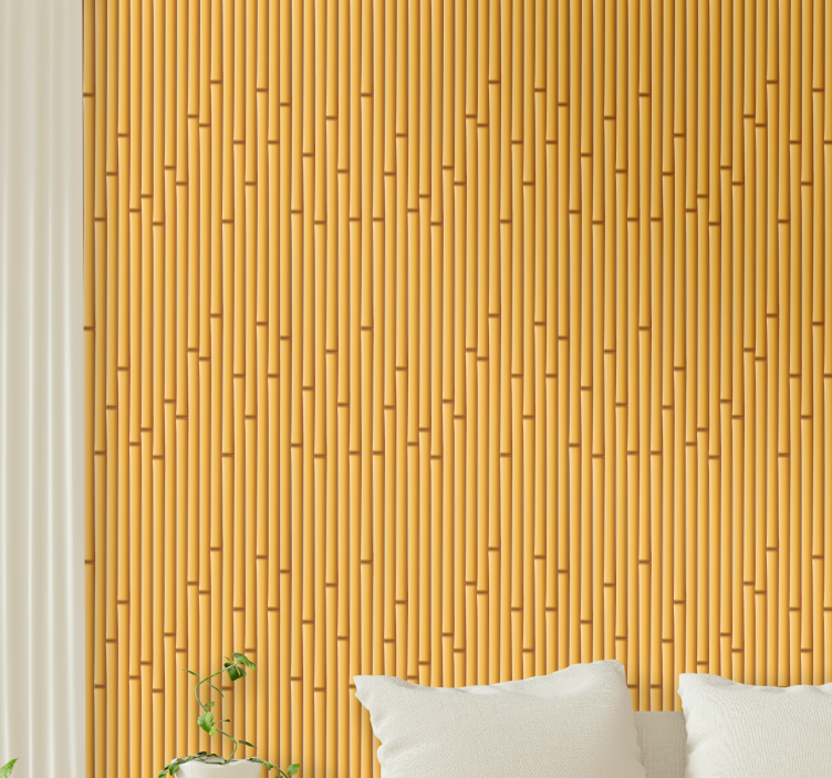 Bamboo effect "japandi" Living Room Wallpaper - TenStickers