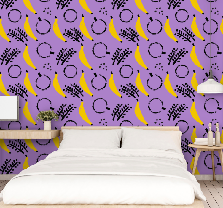 Bananas and Circles polka dot wallpaper - TenStickers