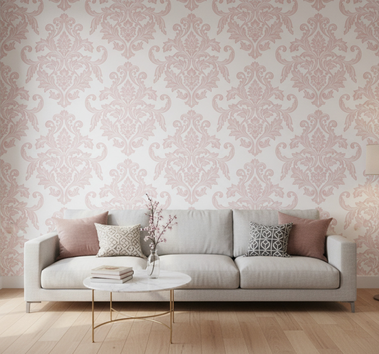 Baroque wallpaper blush damask paisley - TenStickers