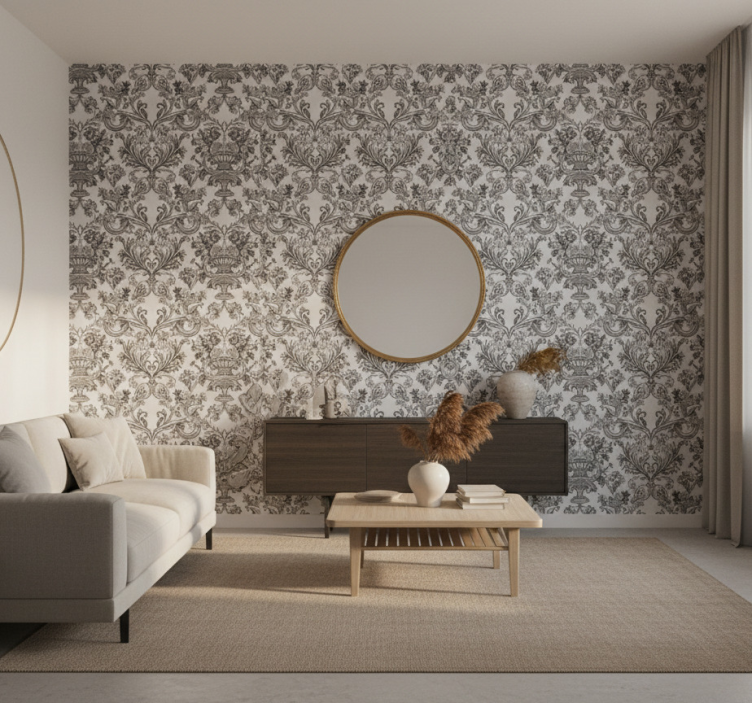 Baroque wallpaper shadowy secret garden - TenStickers