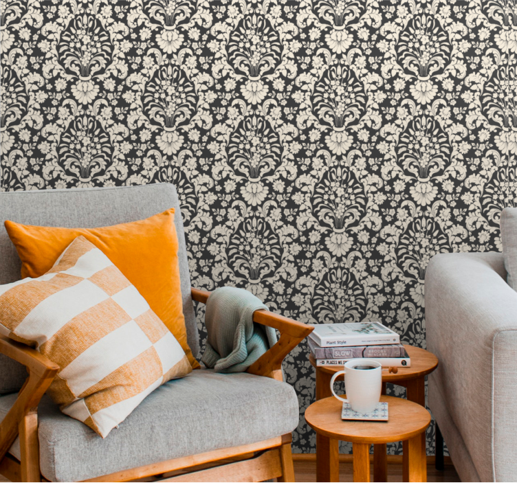 Baroque wallpaper with baroque damask pattern - TenStickers