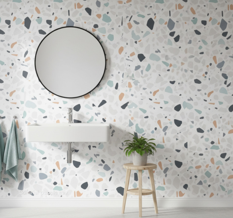 Bathroom wallpaper colorful pebble blend - TenStickers