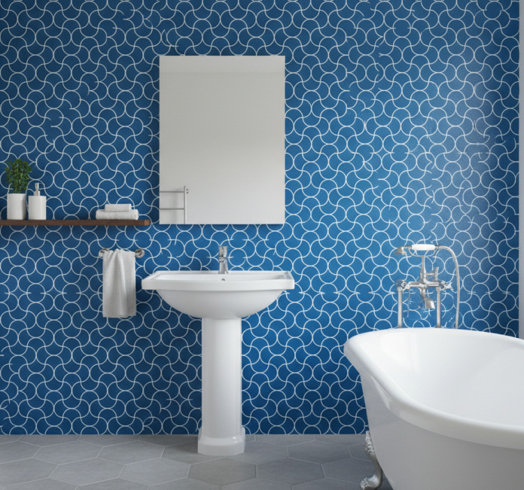Bathroom wallpaper geometric wave design - TenStickers