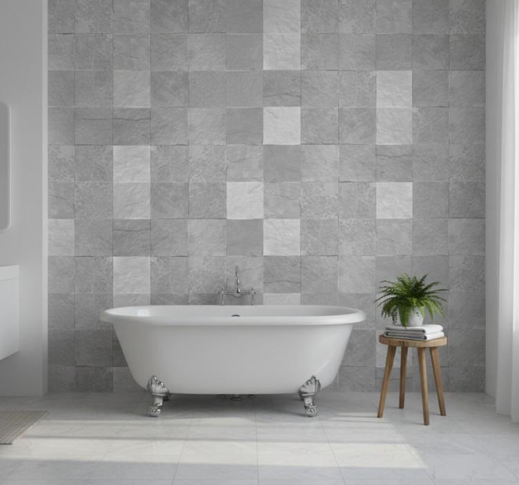 Bathroom wallpaper marbled tile design - TenStickers