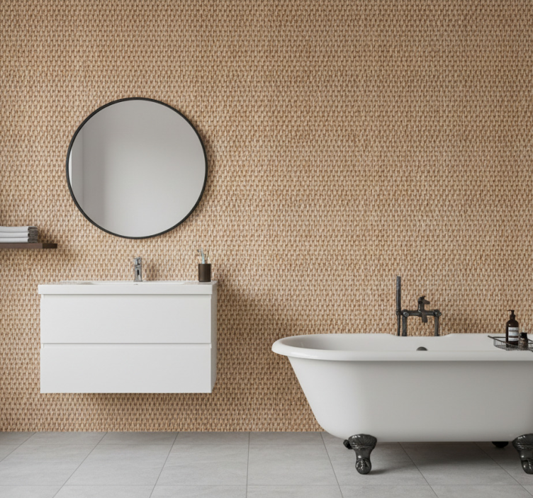Bathroom wallpaper natural weave design - TenStickers