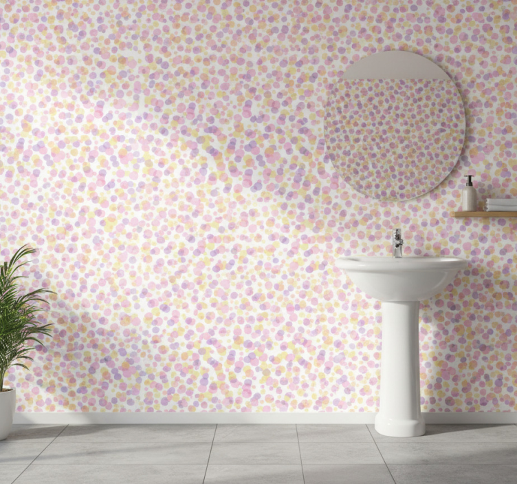 Bathroom wallpaper pink bubble pattern - TenStickers