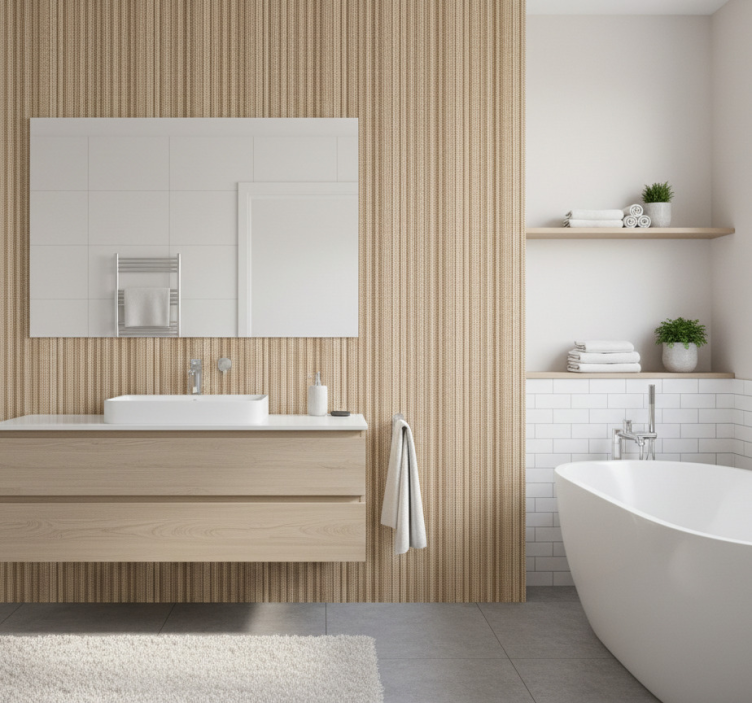 Bathroom wallpaper textured neutral weave - TenStickers