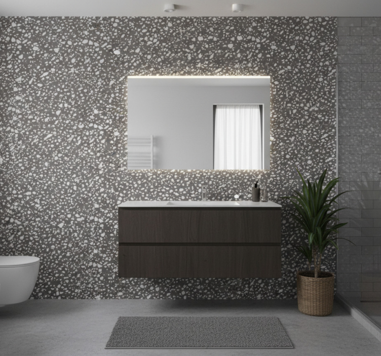 Bathroom wallpaper with stone-like design - TenStickers