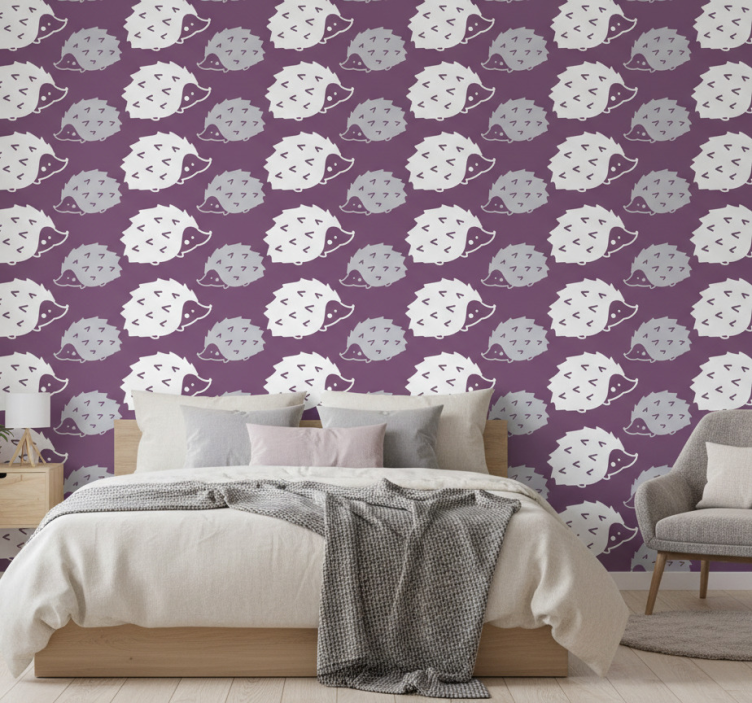 Bedroom wallpaper adorable hedgehog design - TenStickers