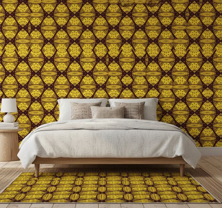 Bedroom wallpaper african style abstract yellow pattern - TenStickers