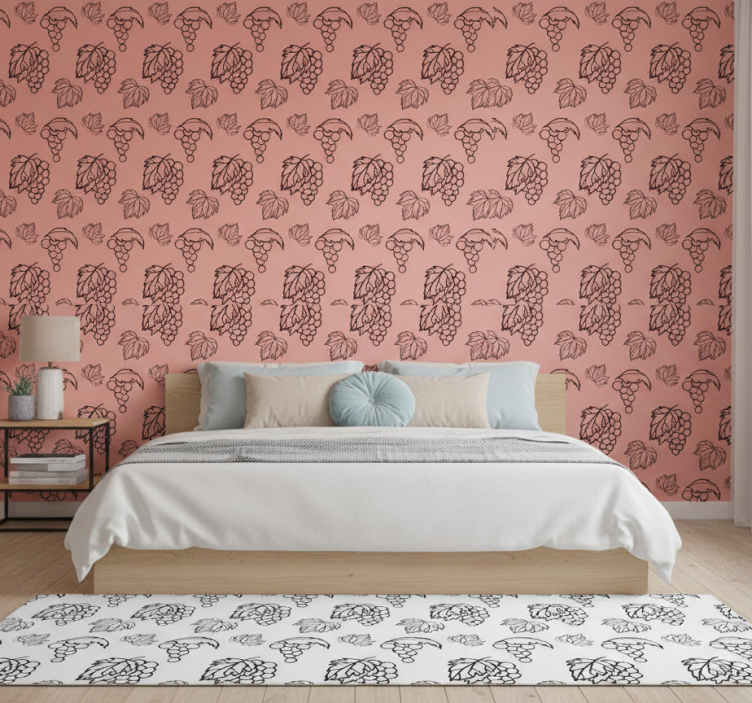Bedroom wallpaper african style pink grape design - TenStickers