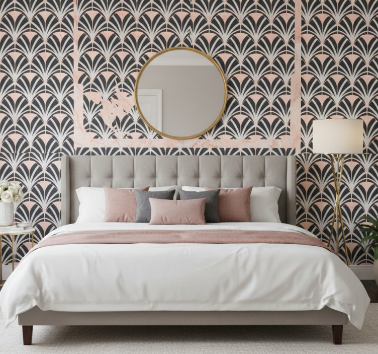 Bedroom wallpaper art deco marble effect design - TenStickers
