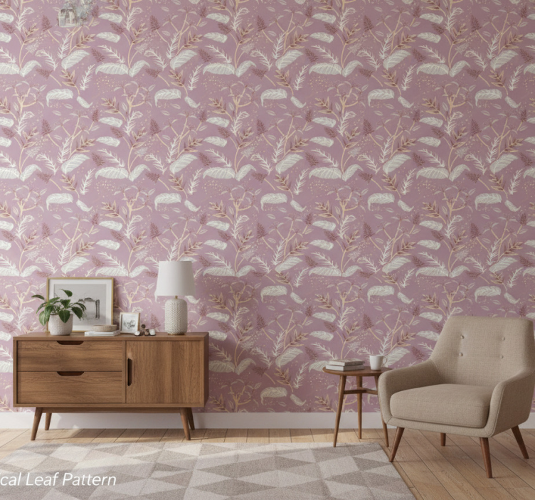 Bedroom wallpaper botanical leaf design - TenStickers