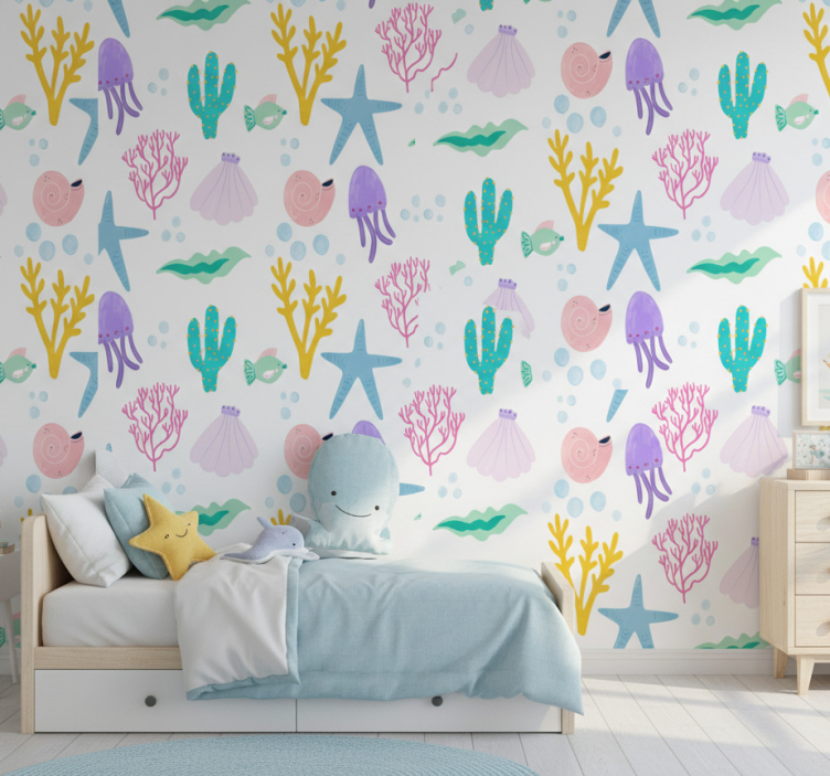 Bedroom wallpaper child seabed illustration - TenStickers