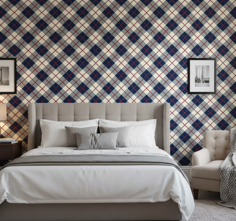 Bedroom wallpaper classic scotland check design - TenStickers