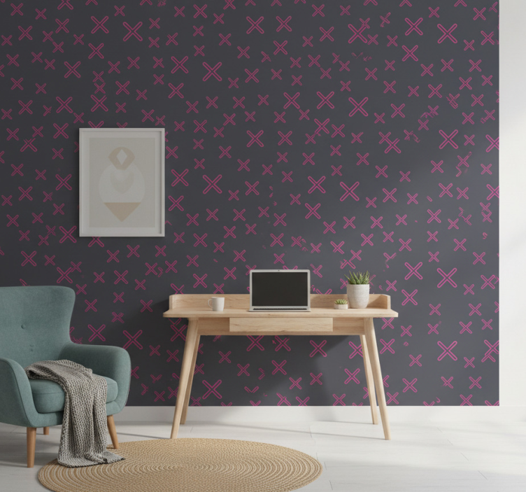 Bedroom wallpaper colorful geometric cross design - TenStickers