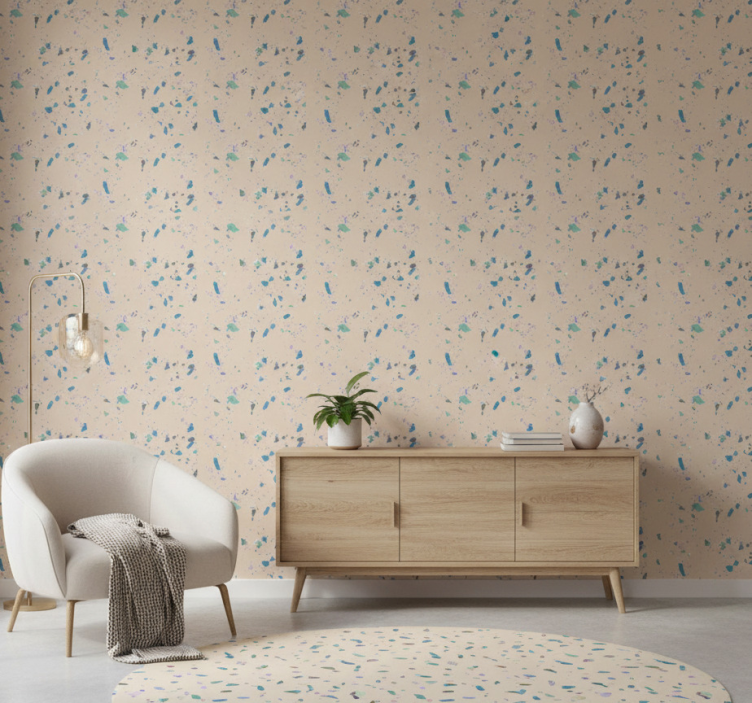 Bedroom wallpaper colorful terrazzo stone design - TenStickers
