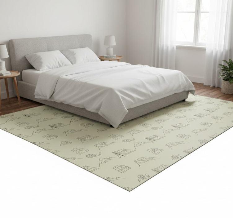 Bedroom wallpaper featuring hand-drawn camping items - TenStickers