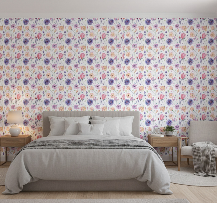Bedroom wallpaper floral bloom design - TenStickers