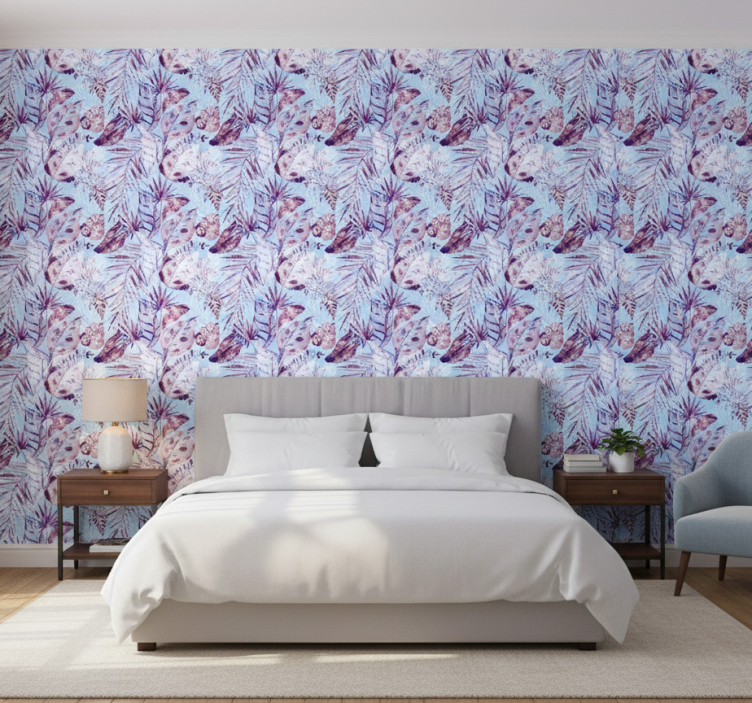 Bedroom wallpaper floral foliage designs - TenStickers