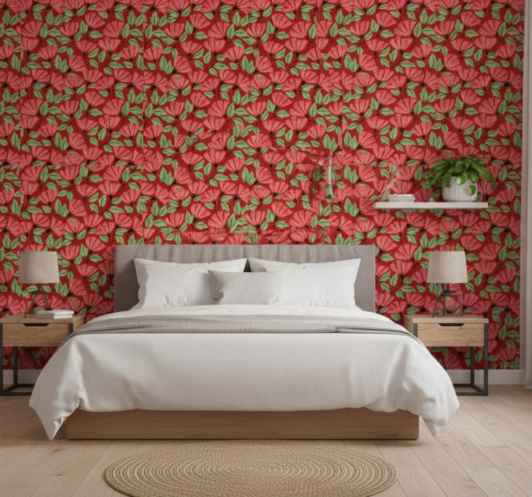 Bedroom wallpaper floral graphic design - TenStickers