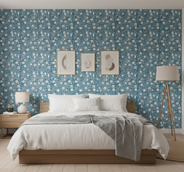 Bedroom wallpaper floral inspired design - TenStickers