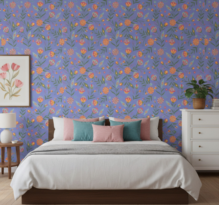 Bedroom wallpaper floral pattern design - TenStickers