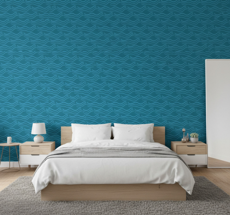 Bedroom wallpaper flowing aqua designs - TenStickers