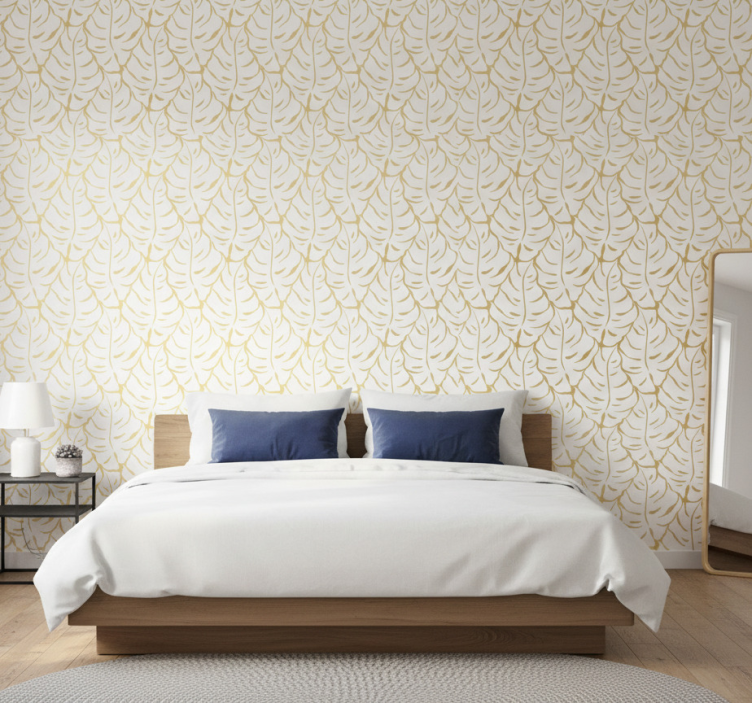 Bedroom wallpaper graceful tropical leaves - TenStickers