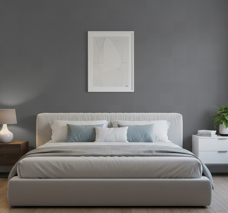 Dark simple grey bedroom wallpaper - TenStickers