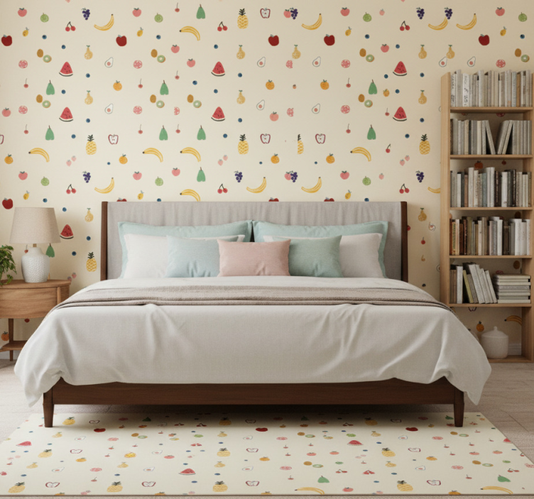 Bedroom wallpaper in a vibrant fruit pattern - TenStickers