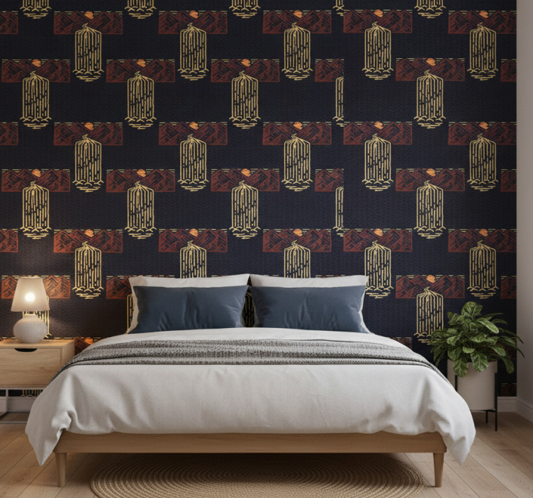Bedroom wallpaper in african style abstract waterfall - TenStickers