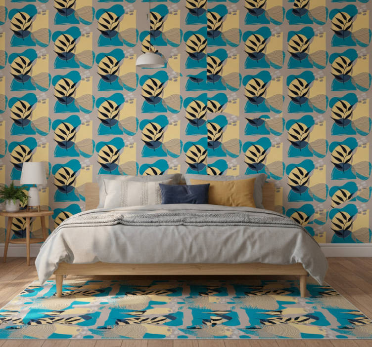 Bedroom wallpaper in african style blue abstract design - TenStickers