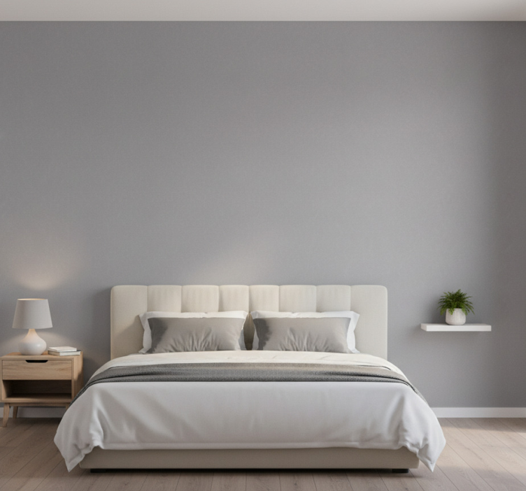 Bedroom wallpaper in soft grey tones - TenStickers