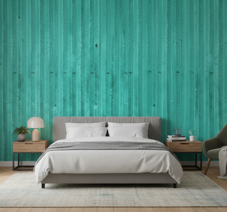 Bedroom wallpaper in mint aged metallic texture - TenStickers