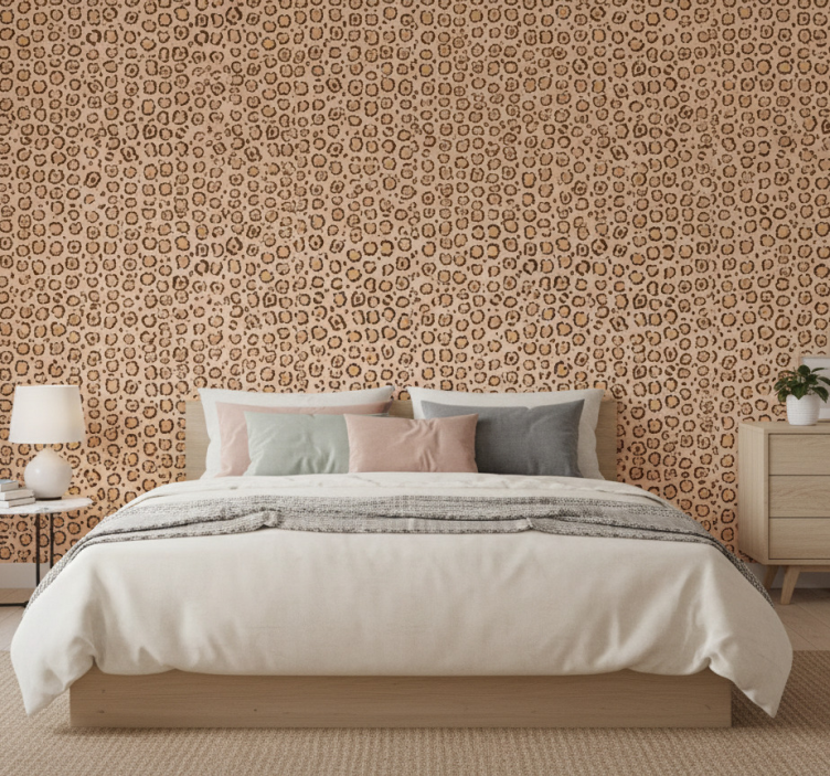 Bedroom wallpaper in pastel leopard print - TenStickers