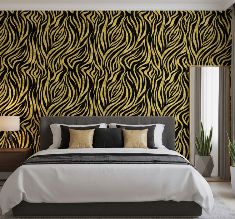 Bedroom wallpaper in striking wave design - TenStickers