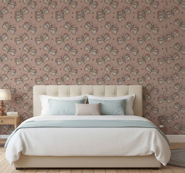 Bedroom wallpaper inspirational vintage butterfly win - TenStickers