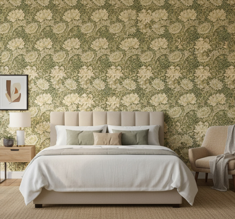 Bedroom wallpaper modern style chrysanthemum - TenStickers