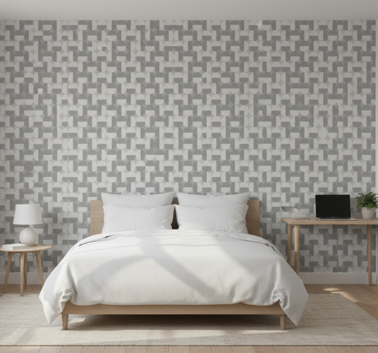 Bedroom wallpaper nordic style gray circle design - TenStickers