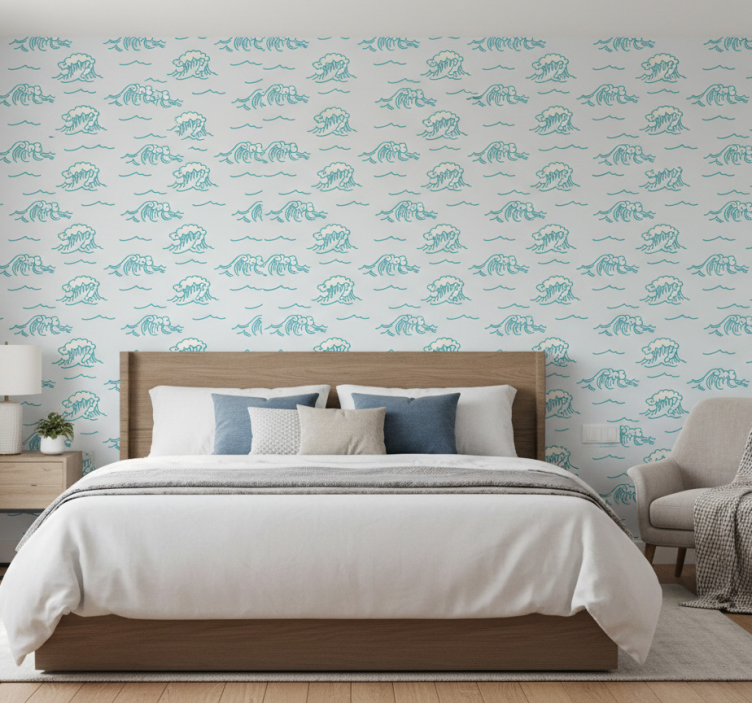 Bedroom wallpaper ocean wave design - TenStickers