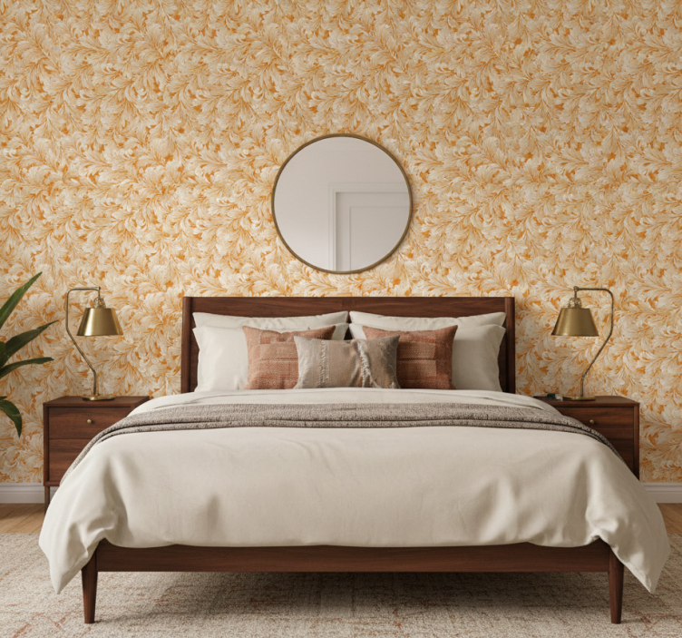 Bedroom wallpaper ornate leaf design - TenStickers