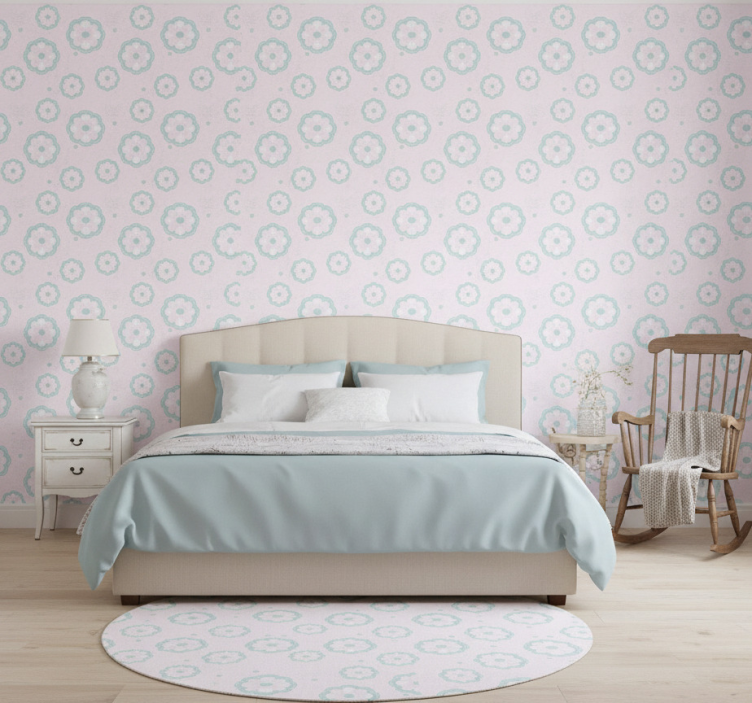 Bedroom wallpaper pink pattern shabby chic - TenStickers