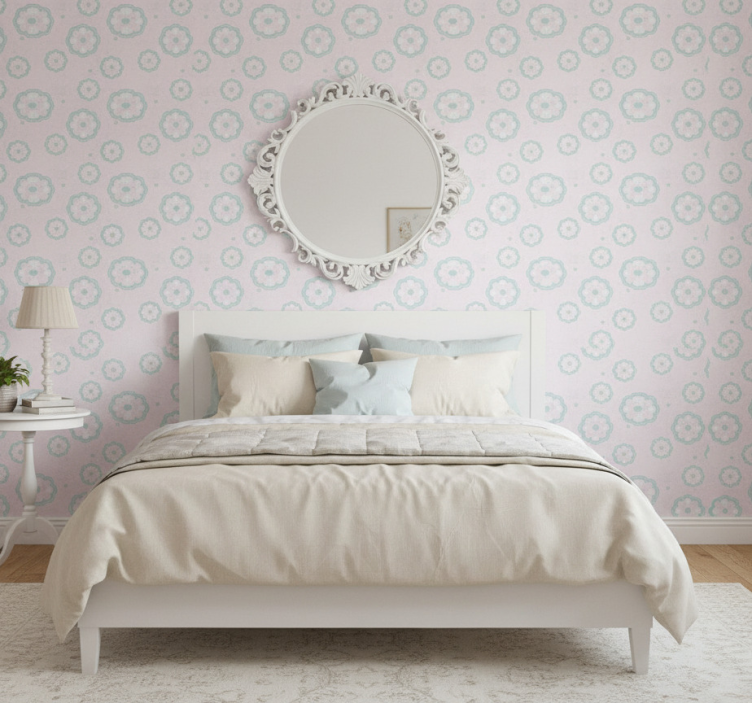 Bedroom wallpaper pink shabby chic pattern - TenStickers