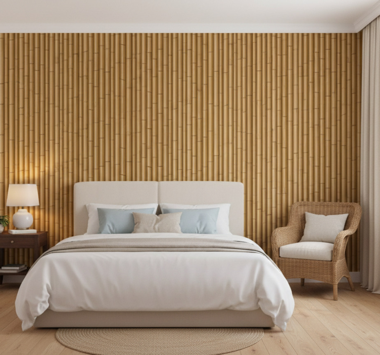 Bedroom wallpaper rattan texture design - TenStickers