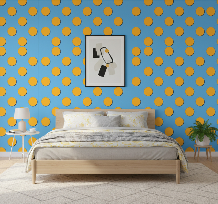 Bedroom wallpaper retro dots pattern abstract design - TenStickers