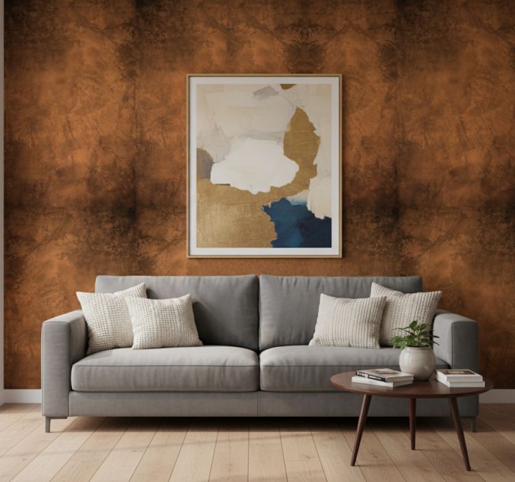 Bedroom wallpaper retro rustic brown rectangle pattern - TenStickers