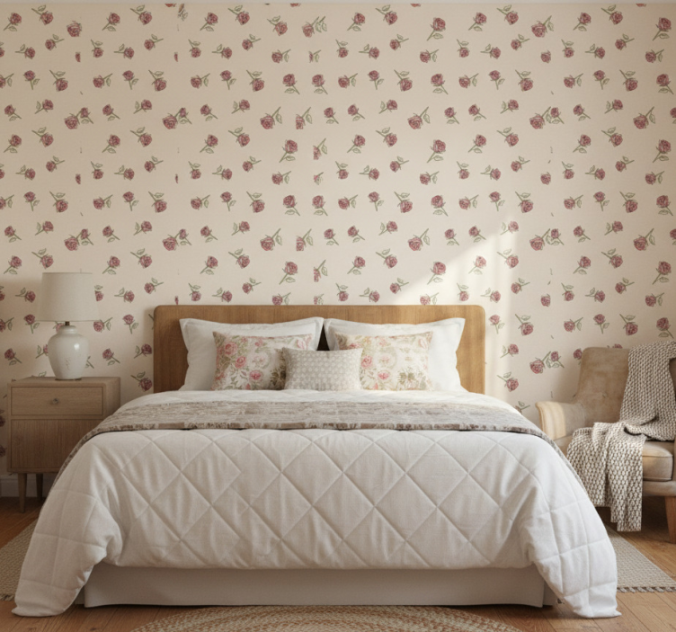 Bedroom wallpaper romantic vintage rose design - TenStickers